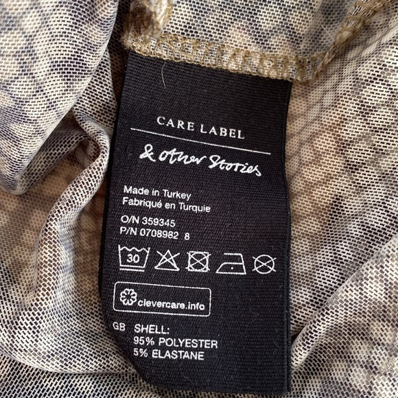 & Other Stories Snake Skin Print Mesh Faux Wrap Midi Dress V Neck Lined - Picture 5 of 5